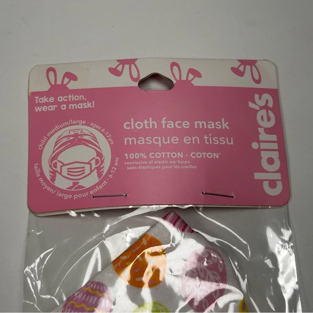 Claire’s Child Easter Cloth Face Mask Medium/Large Ages 6-12 yrs